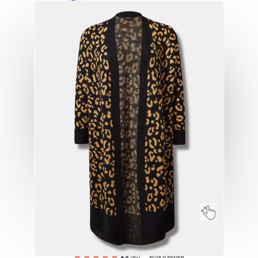 Vegan Cashmere Duster Jacquard Lurex Sweater‎ torrid size 1(14-16)
